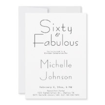 Minimalistische Zwarte 60 & Fabulous 60e Verjaarda