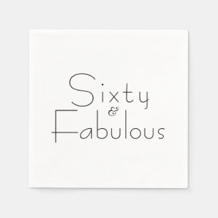 Minimalistische Zwarte 60 & Fabulous 60e Verjaarda Servet