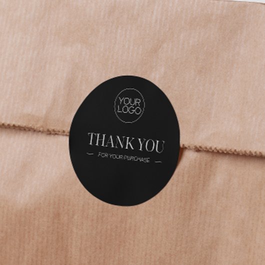 Minimalistische zwarte aangepaste Logo Bedankt Bus Ronde Sticker