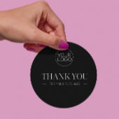 Minimalistische zwarte aangepaste Logo Bedankt Bus Ronde Sticker