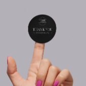 Minimalistische zwarte aangepaste Logo Bedankt Bus Ronde Sticker