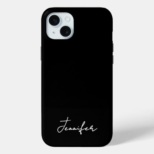 Minimalistische zwarte aangepaste naam handtekenin Case-Mate iPhone case (Achterkant)