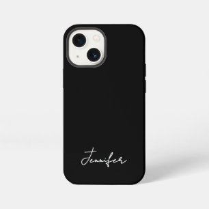 Minimalistische zwarte aangepaste naam handtekenin iPhone 13 mini hoesje