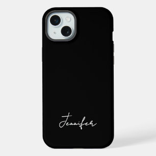 Minimalistische zwarte aangepaste naam handtekenin iPhone 15 plus case