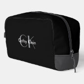 Minimalistische zwarte aangepaste naam toilettasje (Rechterhoek)