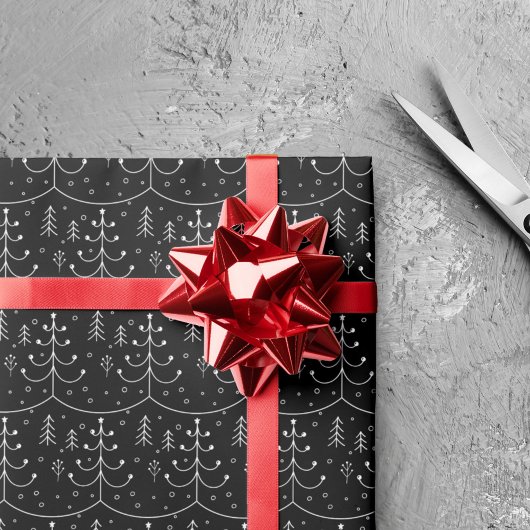 Minimalistische zwarte Abstracte kerstboom Cadeaupapier