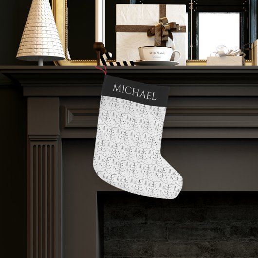 Minimalistische zwarte Abstracte kerstboom Kleine Kerstsok