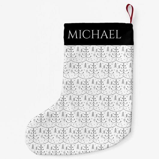 Minimalistische zwarte Abstracte kerstboom Kleine Kerstsok (Achterkant)