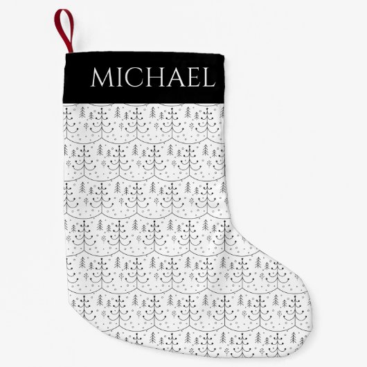 Minimalistische zwarte Abstracte kerstboom Kleine Kerstsok (Voorkant)