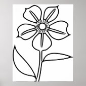 Minimalistische zwarte bloem poster (Voorkant)