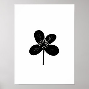 minimalistische zwarte bloem poster