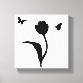 Minimalistische zwarte bloemen en vlindermuurkunst canvas afdruk (Voorkant)