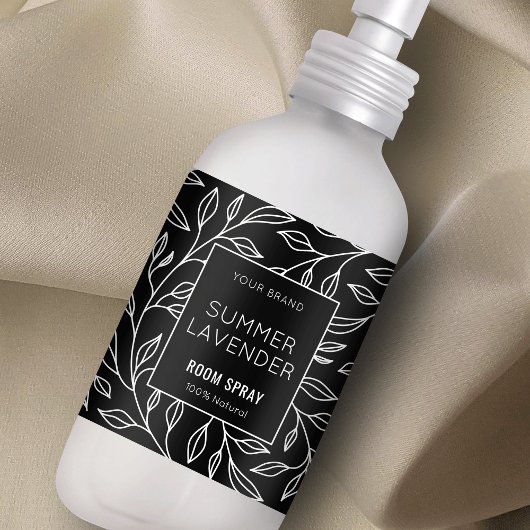 Minimalistische Zwarte Bloemkamer Spray Fles Label