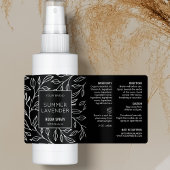 Minimalistische Zwarte Bloemkamer Spray Fles Label