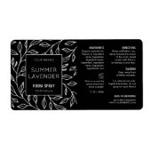 Minimalistische Zwarte Bloemkamer Spray Fles Label (Voorkant)