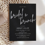 Minimalistische zwarte bridal Brunch Kaart<br><div class="desc">De minimalistische Moderne Zwarte Uitnodiging van de Bridal Brunch van de Groef voegt douanetekst aan de rug toe om het even welke extra informatie te verstrekken nodig voor uw gasten.</div>