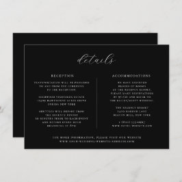 Minimalistische zwarte bruiloft details Kaart
