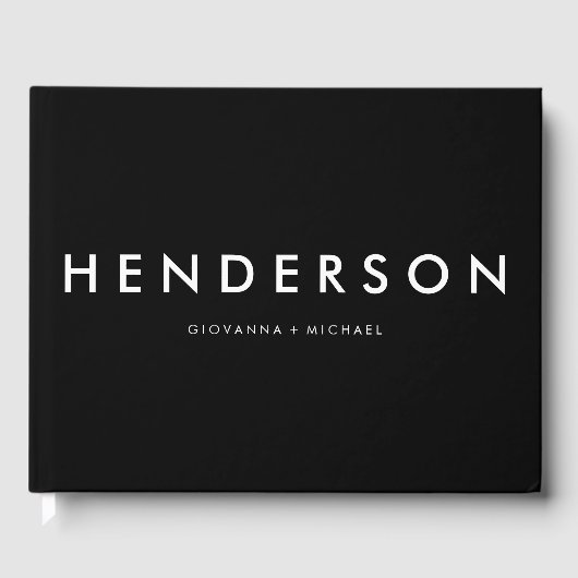 Minimalistische zwarte bruiloft gastenboek (Voorkant)