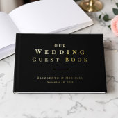 Minimalistische Zwarte Bruiloft Gastenboek