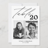 Minimalistische zwarte bruiloft tafel nummer twee  aankondiging (Voorkant)