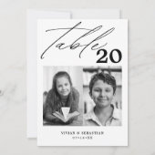 Minimalistische zwarte bruiloft tafel nummer twee  aankondiging (Achterkant)