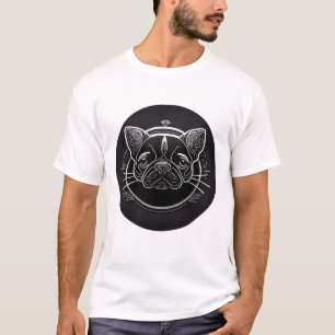 Minimalistische zwarte Bulldog Face Outline T-shirt