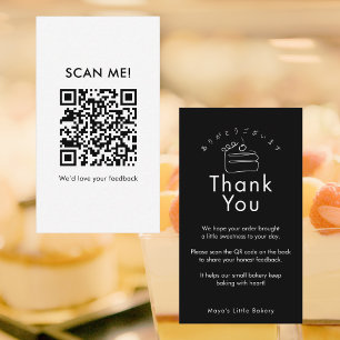 Minimalistische zwarte cake recensie QR-code Visitekaartje
