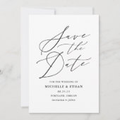 Minimalistische Zwarte Calligrafie Script Foto Save The Date (Voorkant)