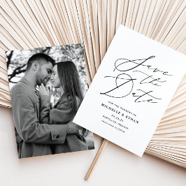 Minimalistische Zwarte Calligrafie Script Foto Save The Date