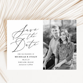 Minimalistische Zwarte Calligrafie Script Foto Save The Date