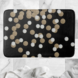 minimalistische zwarte champagne gouden confetti badmat