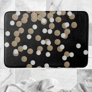 minimalistische zwarte champagne gouden confetti badmat