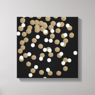 minimalistische zwarte champagne gouden confetti canvas afdruk
