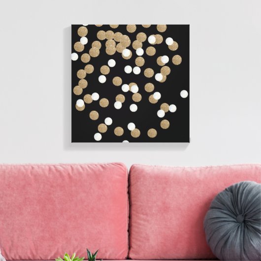 minimalistische zwarte champagne gouden confetti canvas afdruk (Insitu (Woonkamer))
