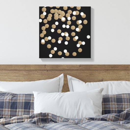 minimalistische zwarte champagne gouden confetti canvas afdruk (Insitu (Slaapkamer))
