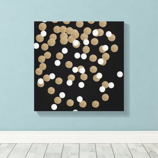 minimalistische zwarte champagne gouden confetti canvas afdruk (Insitu (Houten vloer))