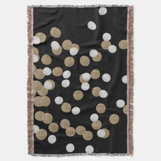 minimalistische zwarte champagne gouden confetti deken (Voorkant Verticaal)