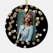 minimalistische zwarte champagne gouden confetti keramisch ornament (Voorkant)