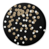 minimalistische zwarte champagne gouden confetti keramische knop (Voorkant)