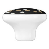 minimalistische zwarte champagne gouden confetti keramische knop (Zijkant)