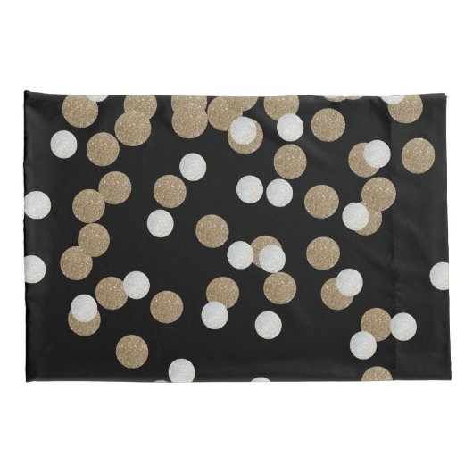 minimalistische zwarte champagne gouden confetti kussensloop (Achterkant-Rechts)
