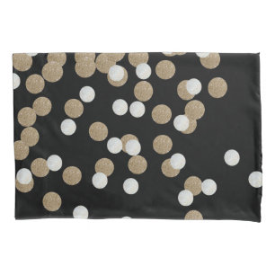 minimalistische zwarte champagne gouden confetti kussensloop