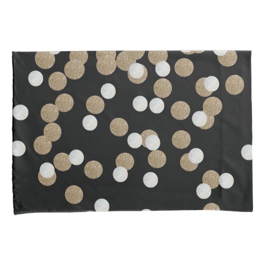 minimalistische zwarte champagne gouden confetti kussensloop (Voorkant-Rechts)