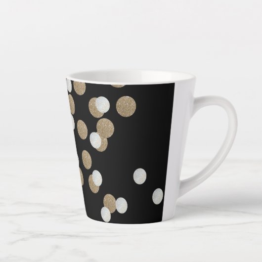 minimalistische zwarte champagne gouden confetti latte mok (Rechts)