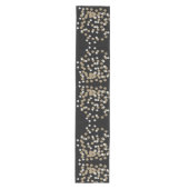 minimalistische zwarte champagne gouden confetti medium tafelloper (Voorkant)