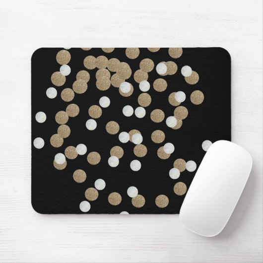 minimalistische zwarte champagne gouden confetti muismat (Met muis)