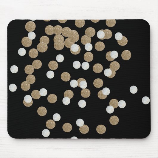 minimalistische zwarte champagne gouden confetti muismat (Voorkant)