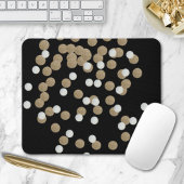 minimalistische zwarte champagne gouden confetti muismat