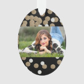 minimalistische zwarte champagne gouden confetti ornament (voorkant)