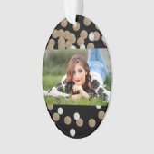 minimalistische zwarte champagne gouden confetti ornament (voorkant)